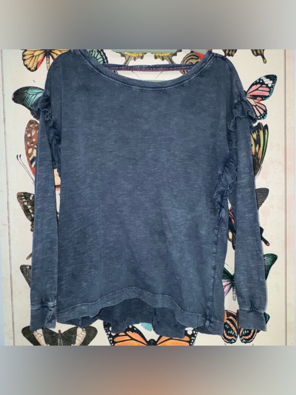 Pilcro Blue Women’s Ruffle-Sleeve Long Sleeve Top